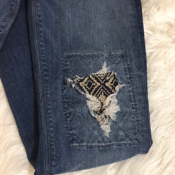 Hudson Distressed Patch Skinny Jeans - Picture 3 of 10